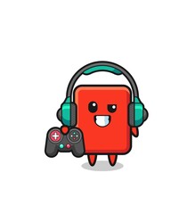 Fototapeta premium red card gamer mascot holding a game controller