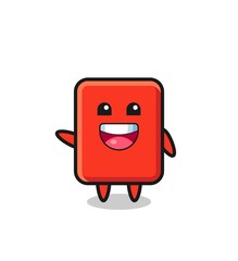 happy red card cute mascot character