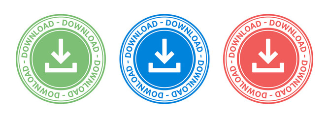 Download stamp vector set. Downloading button sticker.