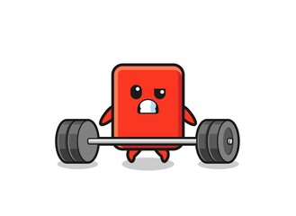 cartoon of red card lifting a barbell