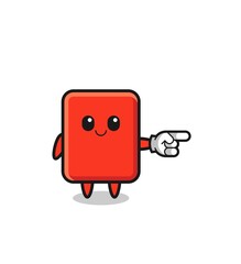 red card mascot with pointing right gesture
