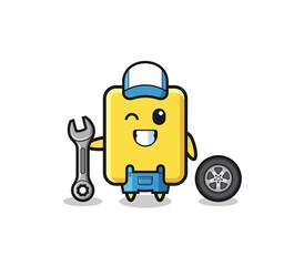 the yellow card character as a mechanic mascot