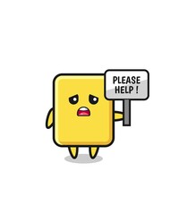 cute yellow card hold the please help banner