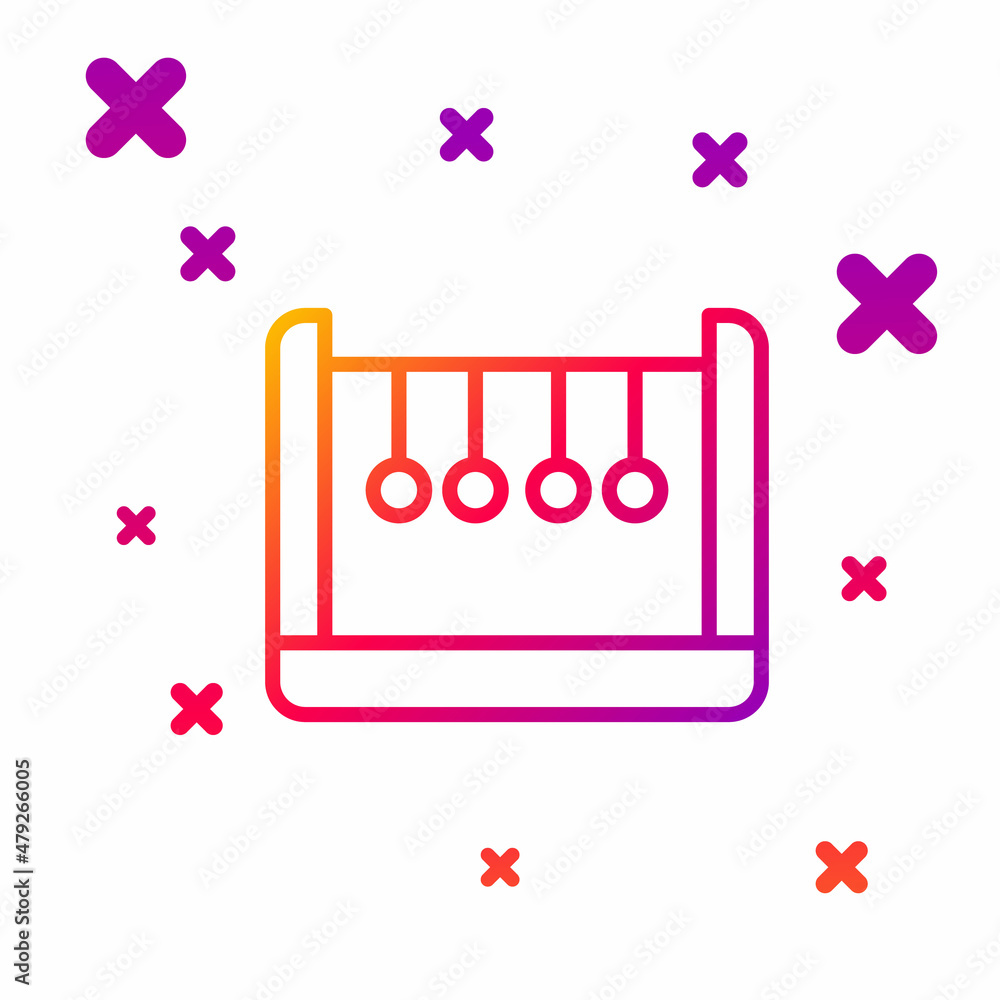 Poster color line pendulum icon isolated on white background. newtons cradle. gradient random dynamic shape