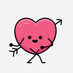 Heart with Arrow Mascot Character Vector Illustration