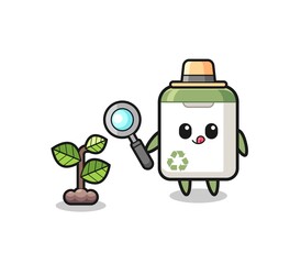 cute trash can herbalist researching a plants