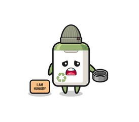 cute trash can beggar cartoon character