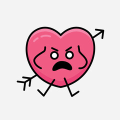 Heart with Arrow Mascot Character Vector Illustration
