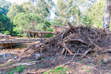 Fototapeta premium Photograph of severe flood damage in the Snowy Mountains in Australia