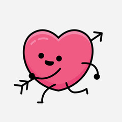 Heart with Arrow Mascot Character Vector Illustration