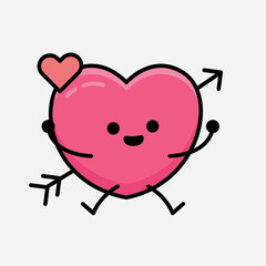 Heart with Arrow Mascot Character Vector Illustration