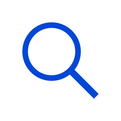 Blue magnifying glass icon. Vector.