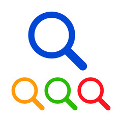 A set of colorful magnifying glass icons. Vectors.