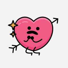 Heart with Arrow Mascot Character Vector Illustration