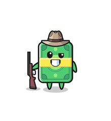 money hunter mascot holding a gun