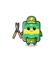 cute money as gardener mascot