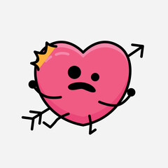 Heart with Arrow Mascot Character Vector Illustration