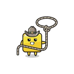 the folder cowboy with lasso rope