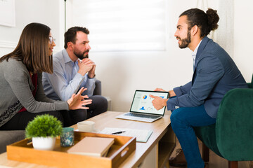 Professional man offering financial services