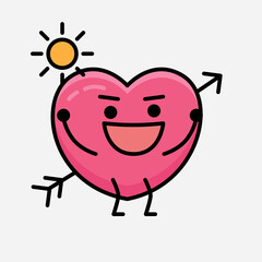 Heart with Arrow Mascot Character Vector Illustration