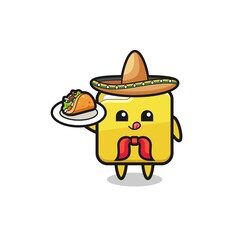 folder Mexican chef mascot holding a taco