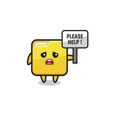 cute folder hold the please help banner