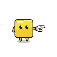 folder mascot with pointing right gesture
