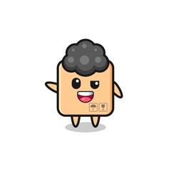 cardboard box character as the afro boy