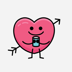 Heart with Arrow Mascot Character Vector Illustration