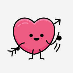 Heart with Arrow Mascot Character Vector Illustration