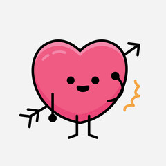 Heart with Arrow Mascot Character Vector Illustration