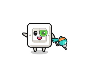 light switch cartoon as future warrior mascot
