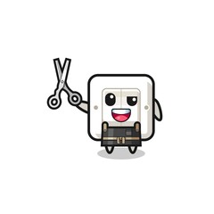 light switch character as barbershop mascot