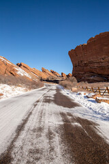 Red Rocks Park in Denver, Colorado in winter

