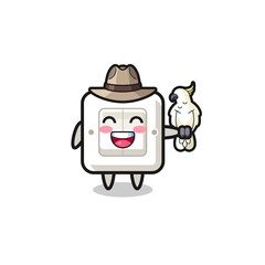 light switch zookeeper mascot with a parrot