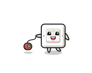 cartoon of cute light switch playing a yoyo