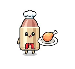 bullet fried chicken chef cartoon character