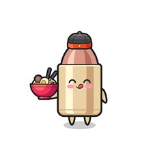 bullet as Chinese chef mascot holding a noodle bowl