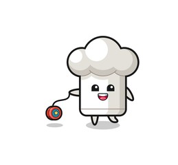 cartoon of cute chef hat playing a yoyo
