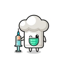 chef hat mascot as vaccinator