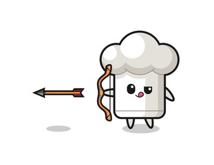 illustration of chef hat character doing archery