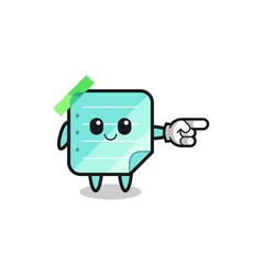 Fototapeta premium blue sticky notes mascot with pointing right gesture