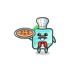 blue sticky notes character as Italian chef mascot