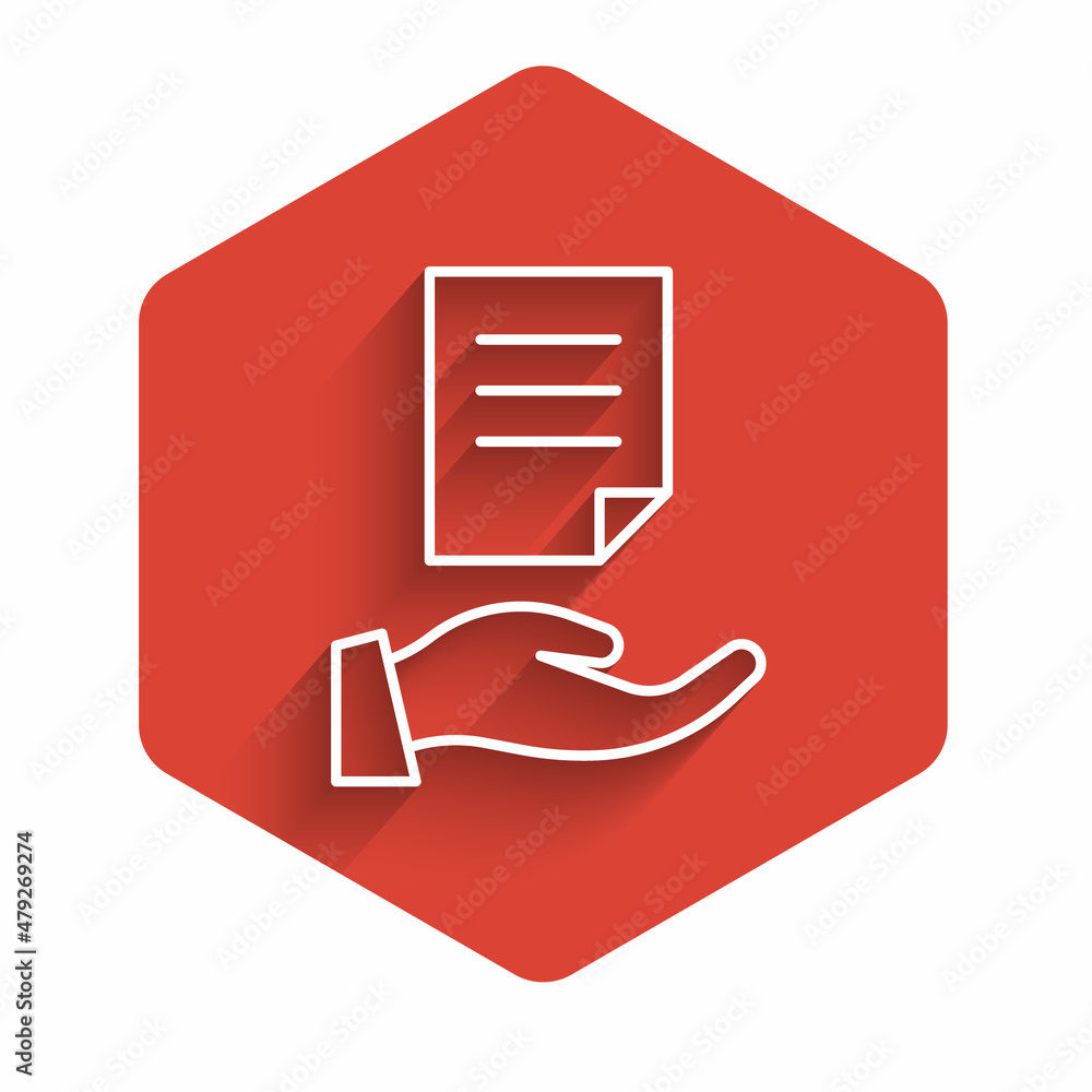 Aufkleber white line house contract icon isolated with long shadow background. contract creation service, docu