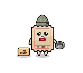 Fototapeta premium cute ticket beggar cartoon character