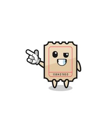 ticket mascot pointing top left