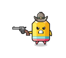 the pencil cowboy shooting with a gun