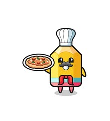 pencil character as Italian chef mascot