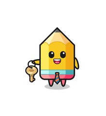 cute pencil as a real estate agent mascot