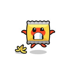 snack cartoon is slip on a banana peel
